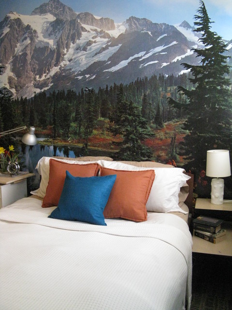 Дизайн спальной комнаты с пейзажем