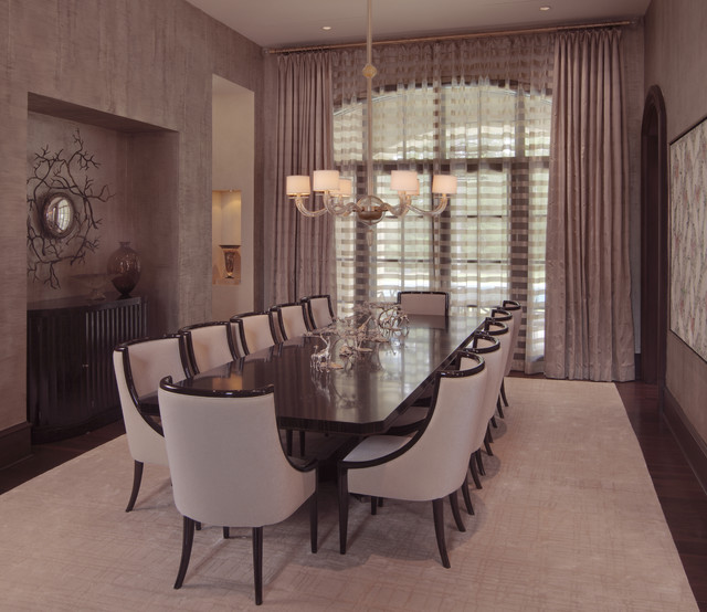 Дизайн столовой комнаты в коричневых тонах.